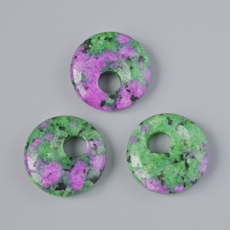 Donut Pendant (bagel) Zoisite Natural Stone, diameter 18x5mm±, hole diameter 5mm±