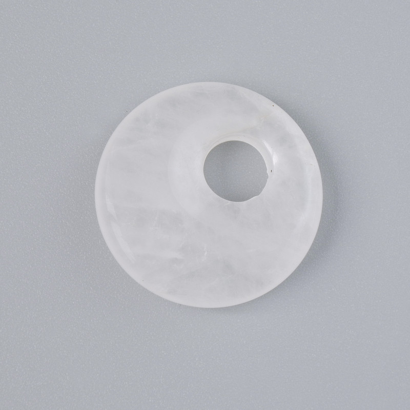 Donut Pendant (Bagel) Natural Mountain Crystal Stone, diameter 18x5mm ±, bore diameter 5mm ±