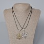 Pair of pendants “Hemp leaf” bronze and silver metal 44x37mm+, length 45-50cm+
