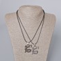 Pair Pendants "Dragon" with Black Enamel and Silver Metal 33x26mm+ -, length 45-50cm+
