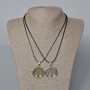 Pair Pendants "Tree" bronze and silver metal 35x31mm+ -, chain length 45-50cm+