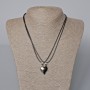 Pair of Heart Magnetic Pendants, black enamel, silver metal 22x17, 5mm + -, length 45-50cm+