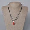 Pairs Pendant "Heart" on Magnet, red enamel, silver metal 22x17, 5mm + -, length 45-50cm+