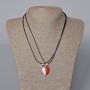 Paired Heart Pendants on Magnet, white and red enamel 22x17.5 mm + -, length 45-50 cm