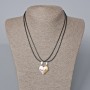 Pairs of Heart Magnetic Pendants, White, Red, and Gold Enamel 24x22mm + -, Length 45-50cm+