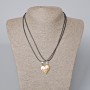 Pair Pendant "Heart" on Magnet, red and gold enamel 24×22 mm + -, length 45-50 cm+