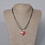 Pair Heart Pendants on Magnet, red and black enamel, silver-toned metal 24x22mm + -, length 45-50cm+