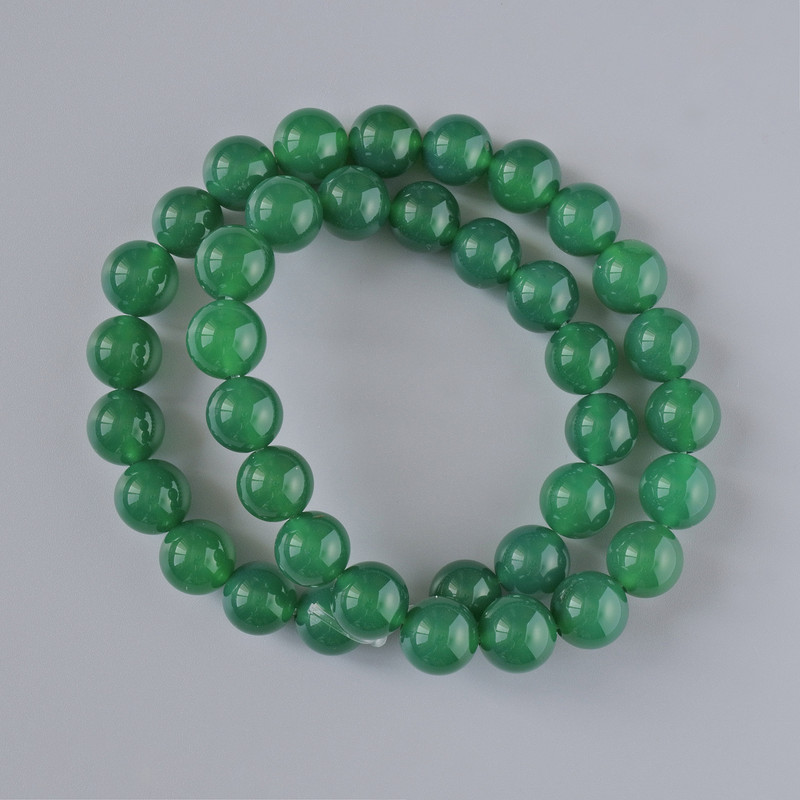 Chrysoprase natural stone smooth round beads, diameter 10mm±, length 38cm± on fishing line