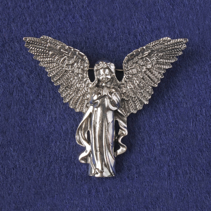 Brooch-pendant Angel in Silver Metal 43x50mm+
