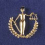 Brooch-Pendant Goddess of Justice Themis, golden-tone metal 44x39mm+