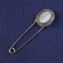 Brooch-Pin with White Cat's Eye, Silvered Metal 79x21, 5mm+