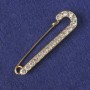 Brooch-Pin with White Crystals, Gold-Tone Metal 72x20mm+