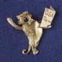 Brooch-Pendant Cat "O Solo Meow", gold-tone metal 49x46mm+