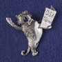 Brooch-pendant Cat "O Solo Meow", silver-toned metal 49x46mm+