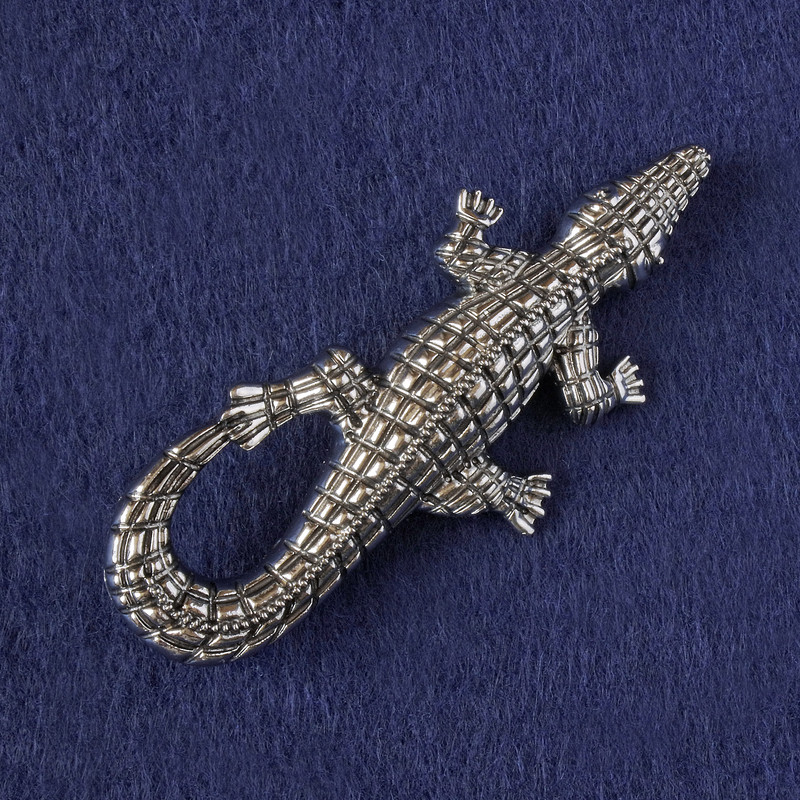Brooch-pendant Crocodile silver metal 73x33mm+