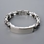 Men's Chain Bracelet - silver metal and black rubber, 13.5 mm thick, 21 cm long +