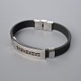 Men's bracelet with metal inlays, length 21 cm, thickness 10 mm ±, inlay thickness 11.5 mm ±, rubber