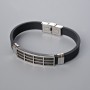 Men's bracelet with metal inlays, length 21 cm, thickness 10 mm±, inlay thickness 11.5 mm±, rubber