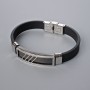 Men's bracelet with metal inserts, length 21 cm, width 10 mm+-, insert width 11 mm+-, rubber
