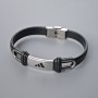Men's bracelet with metal inlays, length 21cm, thickness 10.5mm±, inset thickness 11mm±, black faux leather