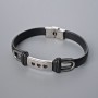 Men's bracelet with metal insets, length 21 cm, thickness 10 mm ±, inset thickness 11 mm ±, black faux leather