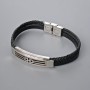 Men's bracelet with metal insets, length 21 cm, thickness 10 mm ±, inset thickness 12 mm ±, black faux leather