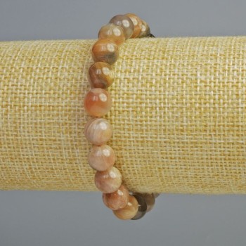 Bracelet Selenite Natural Stone Smooth Bead, diameter 8.5mm±, length 18cm± (stretch)