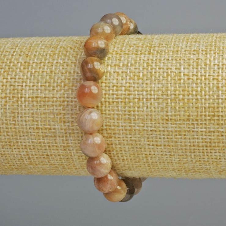 Bracelet Selenite Natural Stone Smooth Bead, diameter 8.5mm±, length 18cm± (stretch)