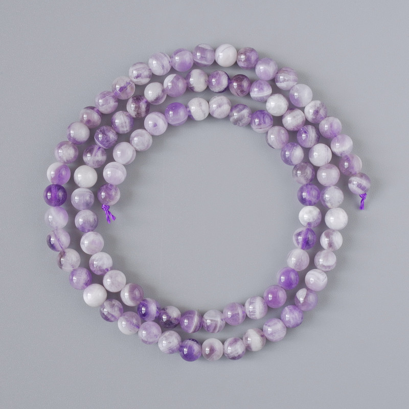 Amethyst Beads Chevron Natural Stone Smooth Bead, diameter 4mm±, length 38cm± on cord