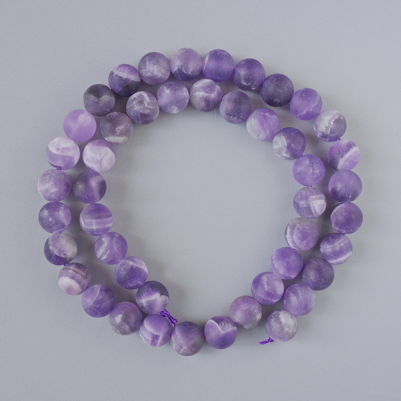 Amethyst Matte Beads natural stone smooth sphere, diameter 8.5mm±, length 37cm± on a thread