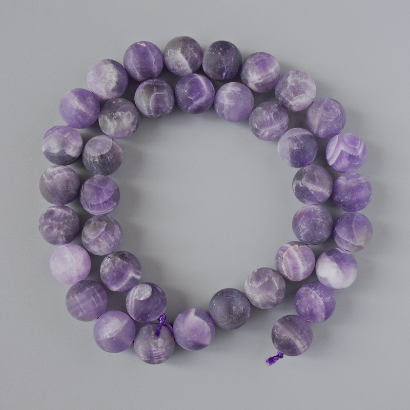 Amethyst Beads - Matte Natural Stone Round Bead, 10mm diameter, length 39cm, on thread