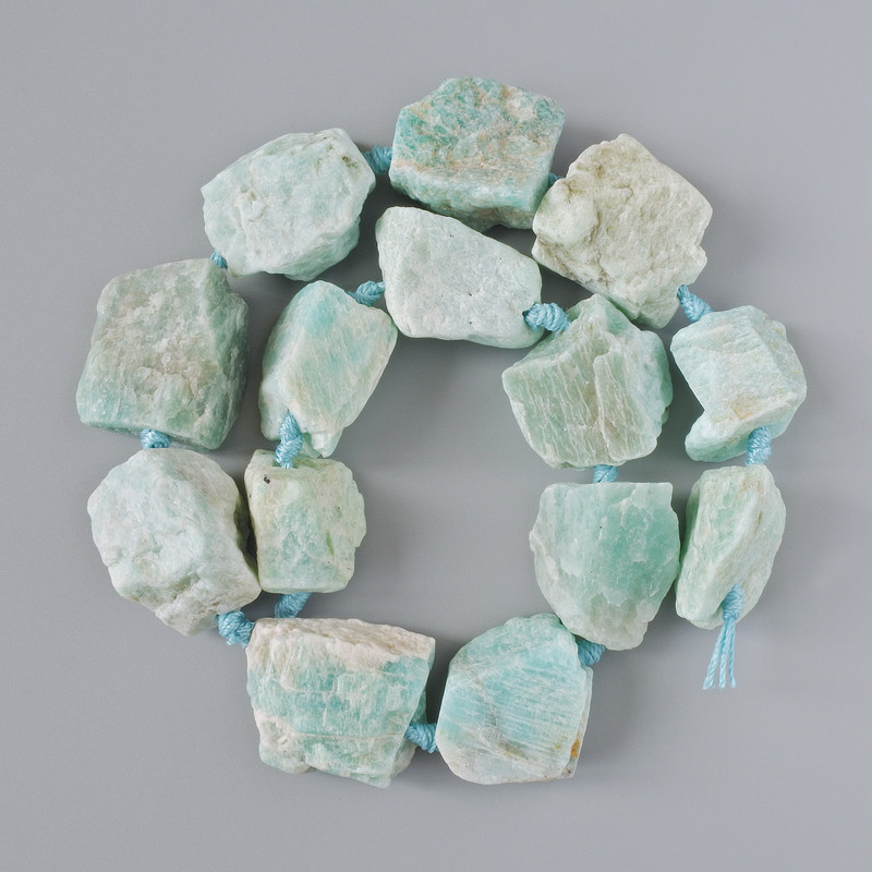 Unpolished Amazonite Beads Nugget Gemstone, 21×26 mm approx, 42 cm length on thread