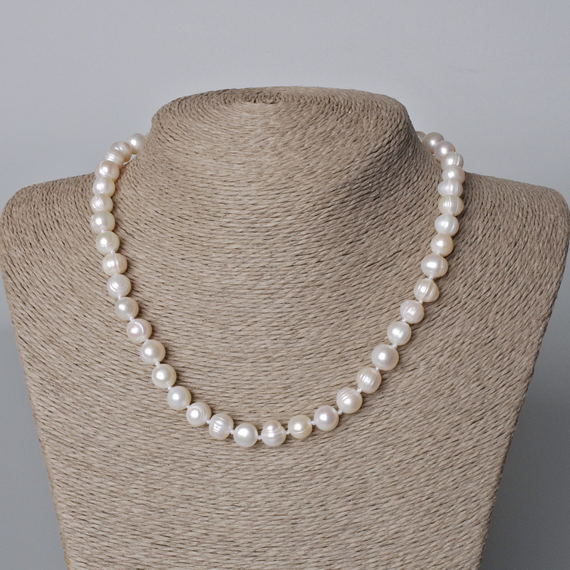 Necklace of River Pearls Relief, 8.5×8 mm, length 42-44 cm