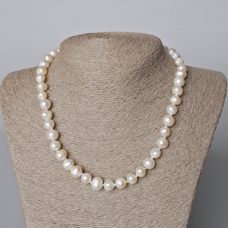 Pearl Necklace, Irregular Freshwater Pearls, 9.5×8.5 mm, length 45–46 cm