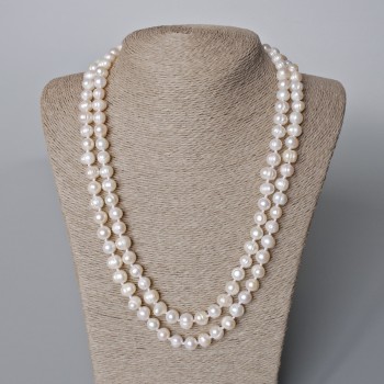 Long freshwater pearl necklace with relief texture, 10×8 mm perls, length 116 cm