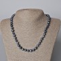 Clearance Necklace of Black Freshwater Pearls with Petrol-Benzine Tone, 8x7mm ±, length 44-45cm ±