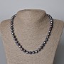 Necklace of Black Freshwater Pearls with a Petrol (gasoline) Hue, 9x8 mm ±, length 45-46 cm ±
