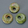 Pony donut pendant (bagel) Jasper Heliodor natural stone, 18x5mm diameter, hole diameter 5mm