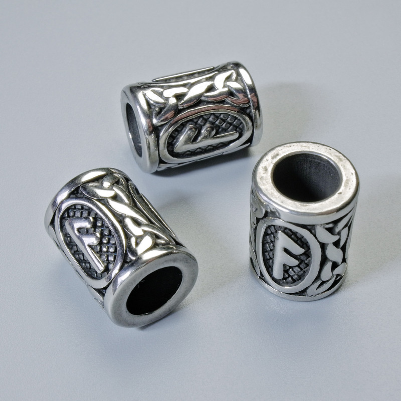 Bead Fittings Scandinavian Rune, diameter 13x10 mm ±, hole diameter 6 mm, metal color silver, 1 pc