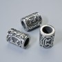 Pendant bead Nordic rune, diameter 13×10mm±, hole diameter 6mm, silver metal color, 1 pc