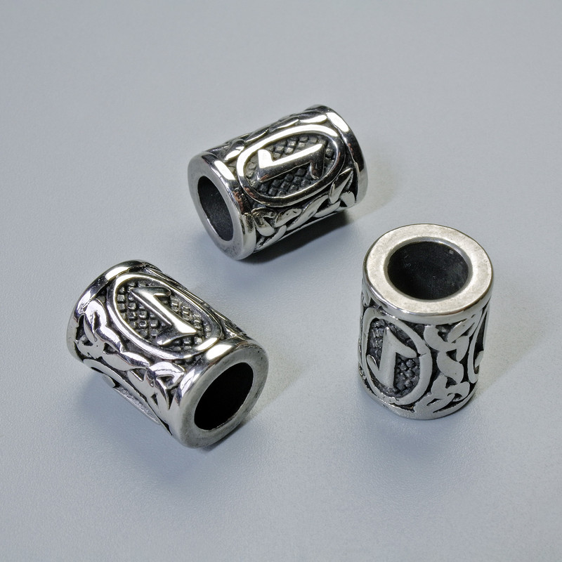Bead Findings Nordic Rune, diameter 13x10mm±, hole diameter 6mm, silver-tone metal, 1 pc
