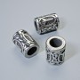 Bead Fitting "Nordic Rune", diameter 13×10 mm ±, hole diameter 6 mm, silver-tone metal, 1 pc