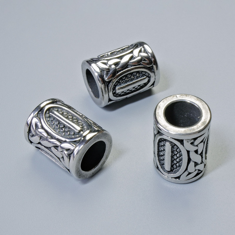 Bead Findings Nordic Rune Silver Tone, 13x10 mm ±, hole diameter 6 mm, 1 pc