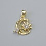 Pendant "Moon" with White Crystals, Gold-Tone Metal, 16×16 mm Ø, ~21 mm length