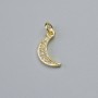 Pendant "Moon" with white crystals, gold-tone metal, diameter 14.5×8mm±, length 17mm±
