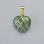 Pendant "Heart" Moss Agate in Golden Wire Wrap, diameter 20x20mm±, length 30mm±