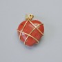 Pendant "Heart" Red Jasper in golden setting, diameter 20x20mm±, length 30mm±