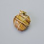 Pendant Heart Tiger's Eye in golden weave, diameter 20x20mm±, length 30mm±
