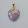 Pendant "Heart" Amethyst in golden weave, diameter 20×20mm ±, length 30mm ±