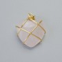 Pendant "Heart" Pink Quartz in Golden Wire Wrap, diameter 20x20mm±, length 30mm±